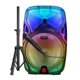 Bocina Bafle Inalámbrica Select Sound BT1507 Con Micrófono y Tripie Luz Led