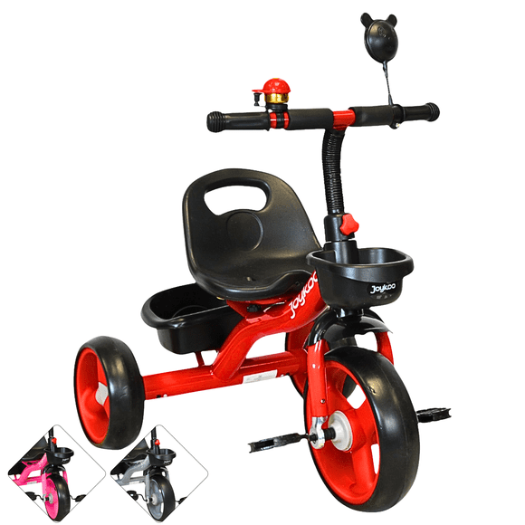 Triciclo para Niños con Timbre y Espejo Ruedas de Eva Canastas Trasera y Delantera Apto a partir de 2 Años Soporta hasta 20 kg - Rojo