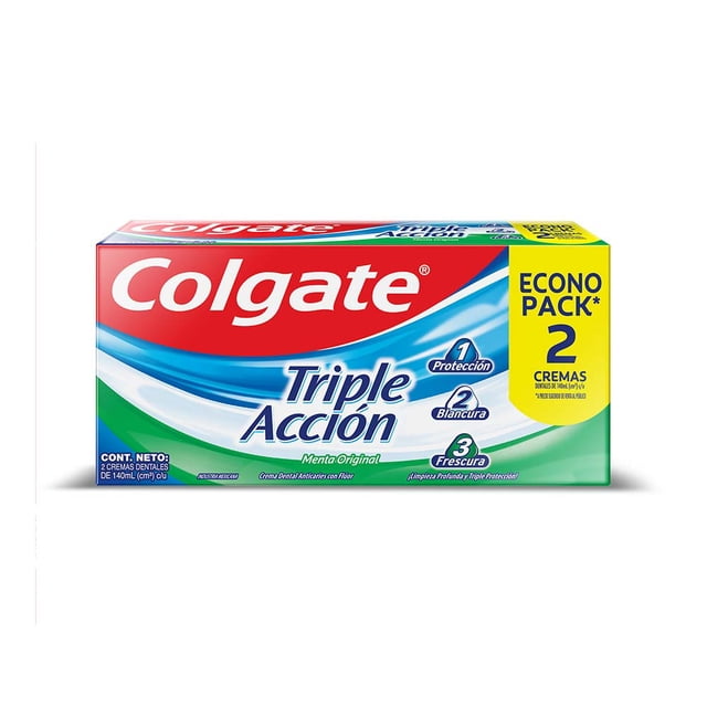 Pasta Dental Colgate Triple Acción Menta Original 2 x 140 ml