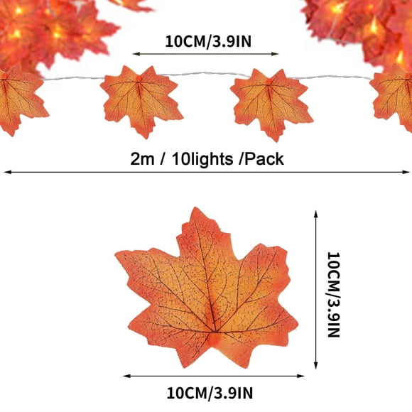 Xihbxyly Guirnalda de Otoño, Luces Led de Cadena con Forma de Hoja de Arce, Funciona con Pilas, Decoración para Exteriores E Interiores, Perfecta para Acción de Gracias y Halloween, Fácil de Instalar