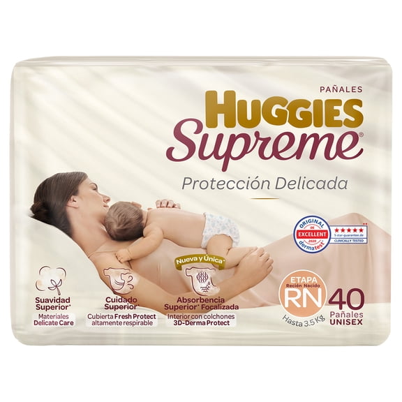 Pañales Huggies Supreme etapa recién nacido unisex 40 piezas