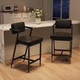 thumbnail image 3 of Bancos de Cocina con Respaldo Juego de 2 - Acabado Negro Texturizado Tipo Lychee - Reposabrazos Integrados y Asiento Grueso - Marco Metálico Estable para Barra o Comedor, 3 of 8