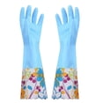 thumbnail image 2 of MTBLYS Guantes de limpieza con puños florales | Guantes largos de terciopelo de goma para uso doméstico | Agarre antideslizante para lavar platos y ropa, 2 of 8