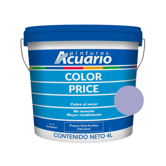 Galon De Pintura Vinilica Lavable Acuario Color Price 4lt - Color Lila