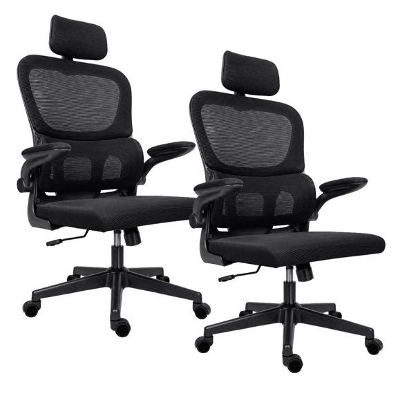 Set de 2 Sillas De Oficina Respaldo Alto negro Mediano