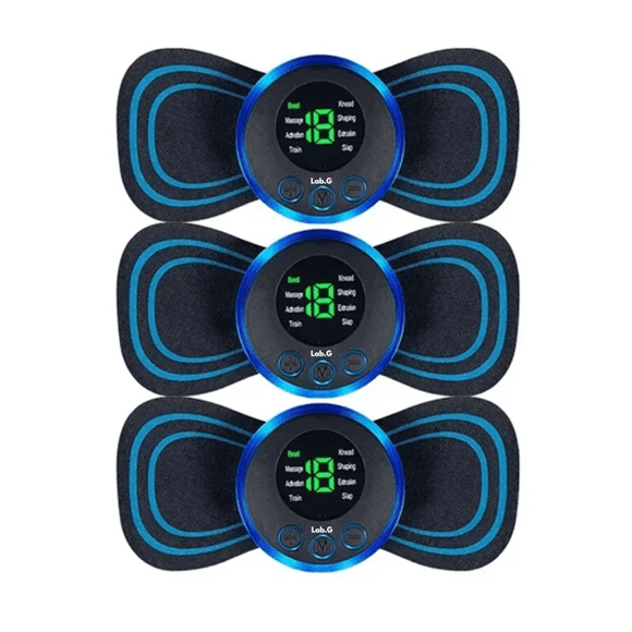 3 Pz Masajeadores Eléctrico 6 Pz Parches Con Control Remoto Lab.G, negro lineas  azules
