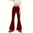 thumbnail image 2 of Amzcrzy Pantalones Acampanados Para Mujer Pantalones De Yoga Elásticos, De Pierna Ancha Y Cintura Alta, De Color Liso, Que Controlan El Abdomen Pantalones Ligeros Y Suaves Para Mujer S-2XL Rojo, 2 of 6