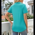 thumbnail image 4 of Camisas de Mujer con Cuello de Solapa, Cuello en V, Blusa de Corta, Blusa Informal Elegante. Azul M, 4 of 9