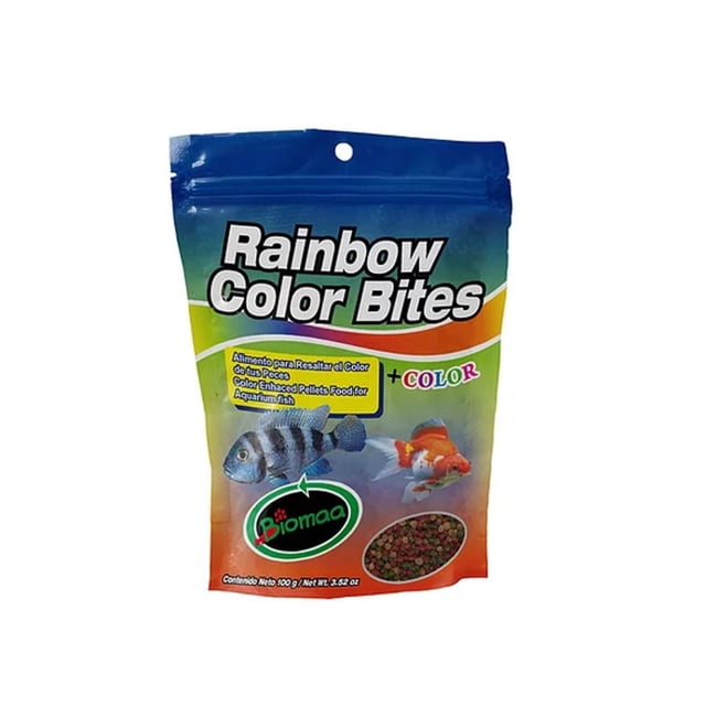 ALIMENTO PARA PECES RAINBOW COLOR BITES BOLSA POUCH BIOMAA 100 gr