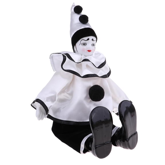 Muñeca Payaso Porcelana Juguete Decoración Figura Coleccionable Movimiento Extremidades Traje Lujoso Material Cerámico Adecuado para Niños Colección Hogar Celebraciones38cm