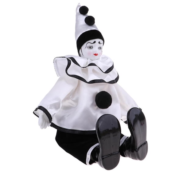 Muñeca Payaso Porcelana Juguete Decoración Figura Coleccionable Movimiento Extremidades Traje Lujoso Material Cerámico Adecuado para Niños Colección Hogar Celebraciones38cm