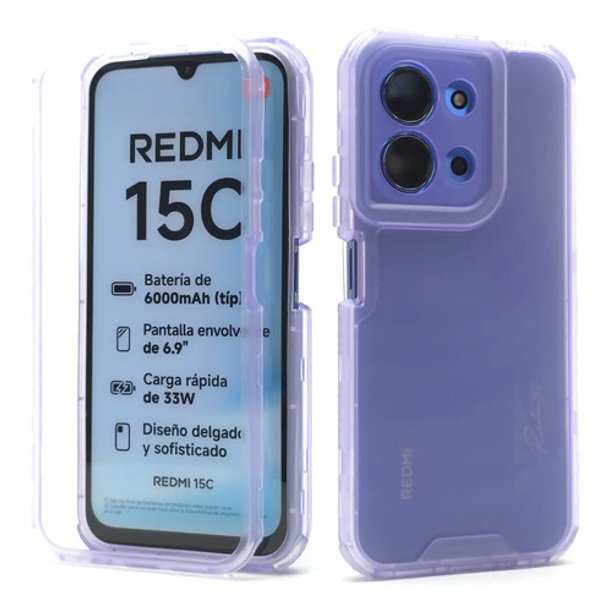 Funda 3 en 1 Icon Case Matte Skin para Poco C85, Carcasa, Protector, Uso Rudo, Protección 360, Full Case, Bumper, Antigolpes, Esquinas Reforzadas, Protección de Cámara - Lila