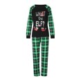 thumbnail image 3 of Pijamas navideños familiares a juego, camisetas de manga larga con estampado de elfos y letras + pantalones a cuadros. Pijama que brilla en la oscuridad., 3 of 9