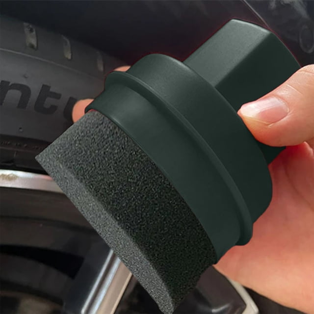Cepillo de esponja para pulir neumáticos de coche con tapa | Aplicador de cera y aceite de alta densidad | Diseño curvo ergonómico para un brillo y protección uniformes de los neumáticos