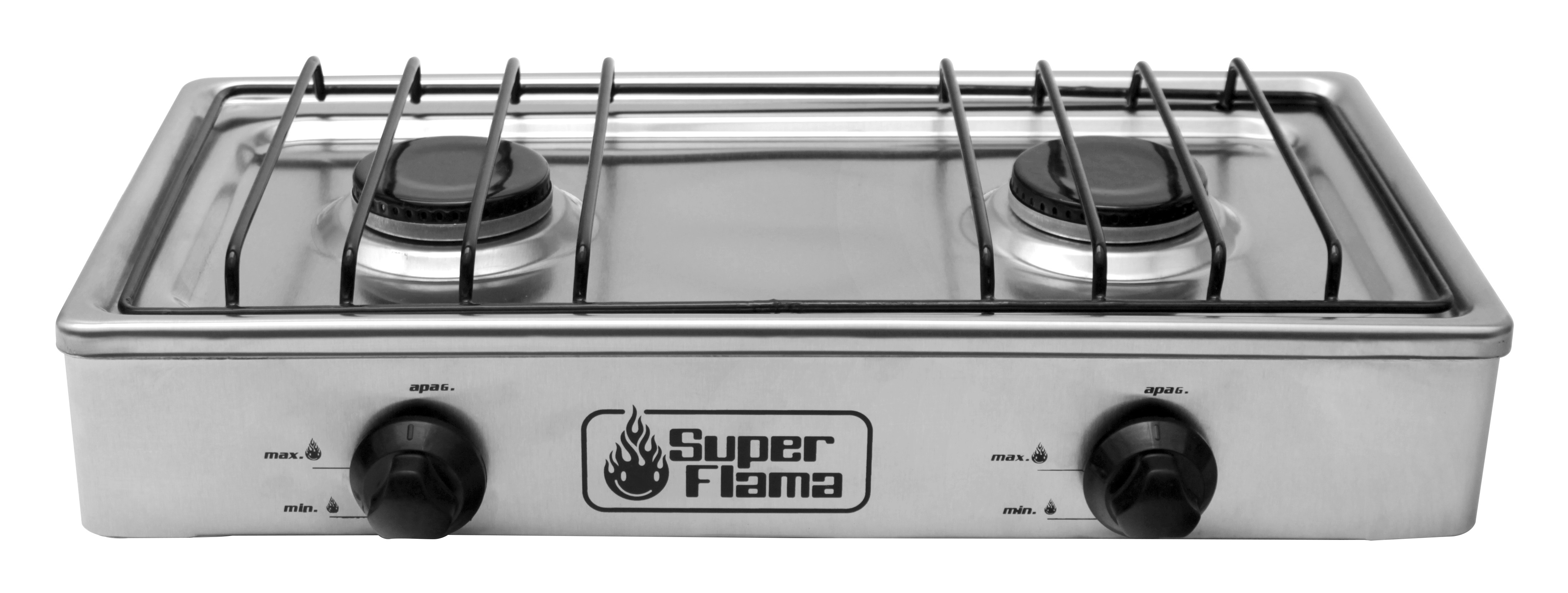 Parrilla de Cocina Sobre Mesa de 2 Quemadores de Acero Inoxidable Super Flama Parrilla 2Q-TA