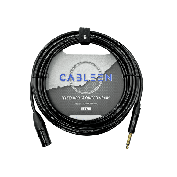 Cable de Audio Profesional Cableen XLR Macho a Plug TS 6.3 mm Macho 5 m, Mono No Balanceado
