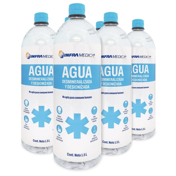 Agua Desmineralizada Desionizadas Infra Pack 6 Botellas 1.5 Litros