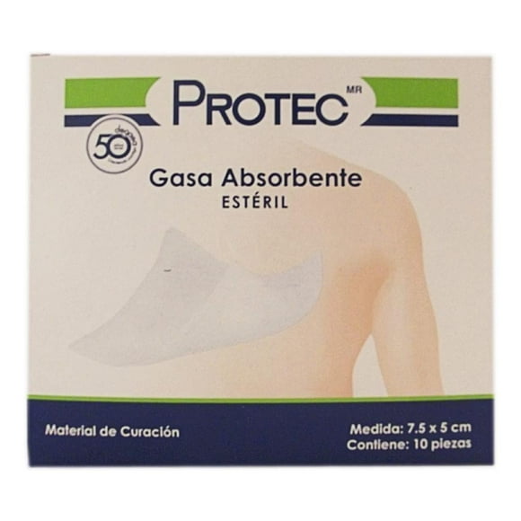 Gasa Estéril Protec Absorbente 7.5 x 5 cm 10 pzas