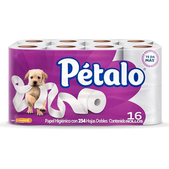 Pétalo Ultra Jumbo Papel Higiénico, 16 rollos con 234 hojas dobles, con Vitamina E.