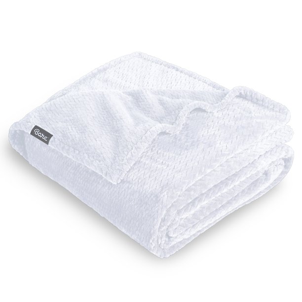 Manta de vellón Bare Home matrimonial/queen color blanco