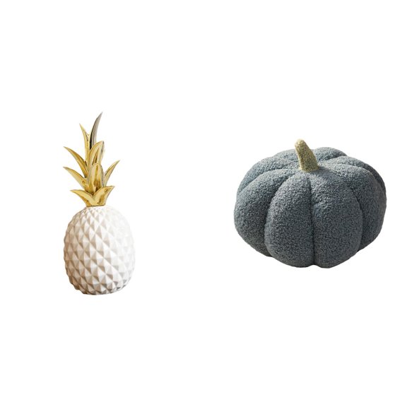 Escultura de piña,Adorno decorativo de piña de cerámica,Escultura moderna de piña Figura de piña,Almohadas de calabaza de Halloween,Cojines de calabaza de Halloween,suaves,para decoración