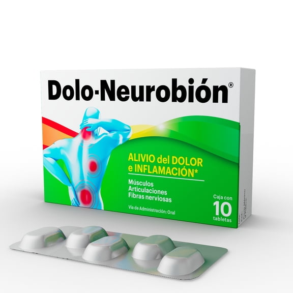 Dolo-Neurobión acción 4 en 1, alivia el dolor e inflamación, acorta el tiempo de tratamiento y brinda energía para recuperación 10 tabletas