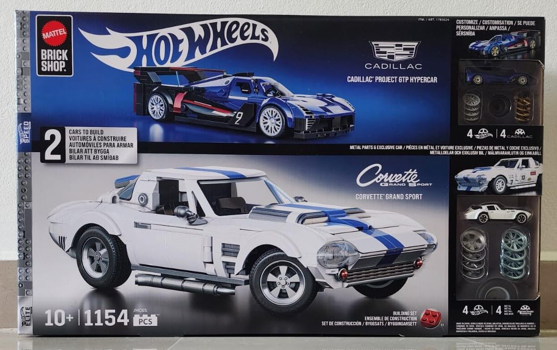 Set de construcción Mattel Brick Shop Cadillac GTP Hypercar & Corvette