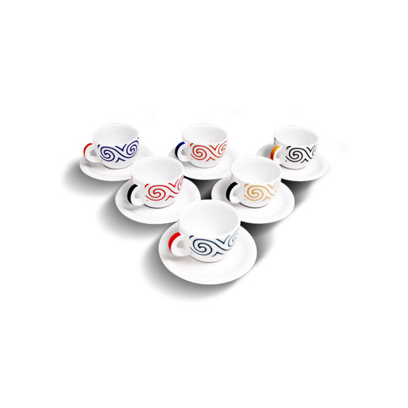 Set 6 Tazas c/plato de Italia para Cappuccino EVOLUTION