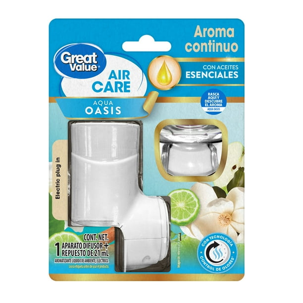 Aromatizante de ambiente continuo Great Value Aqua Oasis1 aparato difusor eléctrico y 1 repuesto