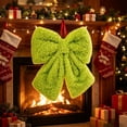 thumbnail image 2 of Amzcrzy Decoración navideña,Árbol de Navidad,Luces navideñas Lazo de tela verde brillante y caprichoso, grande y suave, para decoración navideña, de 35 cm (14 pulgadas), ideal para la entrada de la s, 2 of 6
