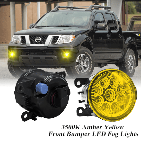 Par de Luces Antiniebla Redondas LED para Nissan Frontier 2005-2017, 55W 3500K Amber Lámparas Amarillas Todoterreno Parachoques Delantero Negro Luces Antiniebla LED
