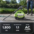 thumbnail image 3 of Hidrolavadora eléctrica Greenworks de 1800 PSI (1,1 GPM) con certificación PWMA, 3 of 5