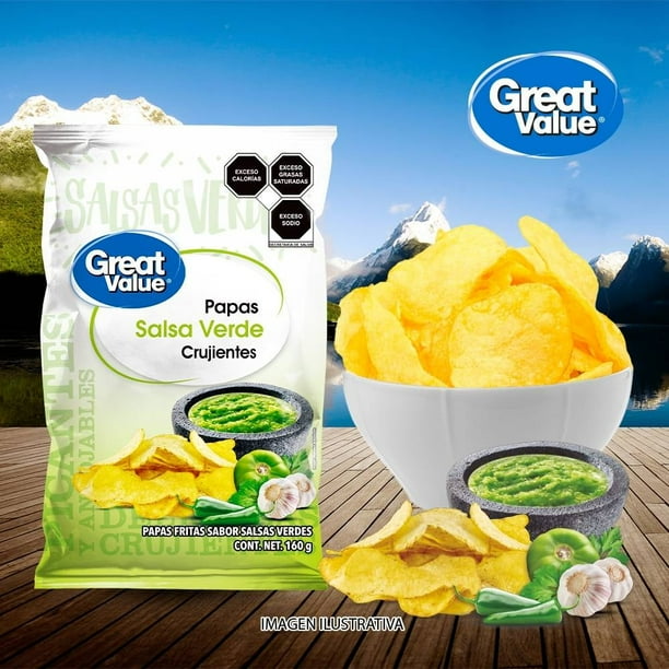 Imagen 4 de Papas fritas Great Value salsa verde 160 g