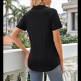 thumbnail image 4 of Camisas de Mujer con Cuello de Solapa, Cuello en V, Blusa de Corta, Blusa Informal Elegante. Negro XL, 4 of 9