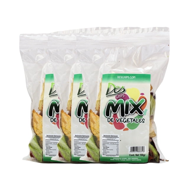 300 gr de Chips Botana de Vegetales Horneados Deshidratados, Libres de Glúten, Veganas x 3 Bolsas de 100 gr cada una - Sabor Mix Vegetales