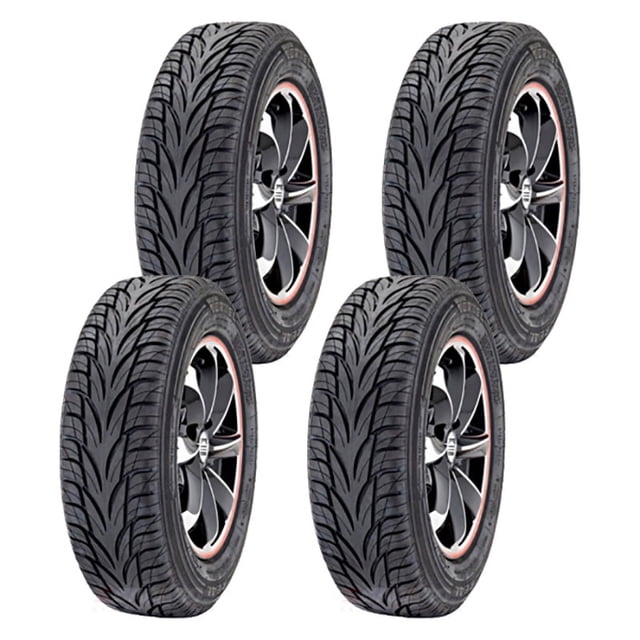 paquete de 4 llantas 175/70 r14 tornel real 84h paquete de cuatro llantas Tornel Real 175/70 R14, vista 3/4 frontal con dibujo direccional en la banda de rodamiento y flancos negros con marcado de medida; especificaciones visibles: UTQG 400 AA, Tracción A, Temperatura A; aptas para autos compactos.