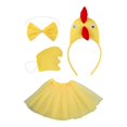 thumbnail image 3 of Set de vestuario de pollo 4pcs vestido de animal lindo disfraz de animales para halloween acción de gracias Amarillo, 3 of 8