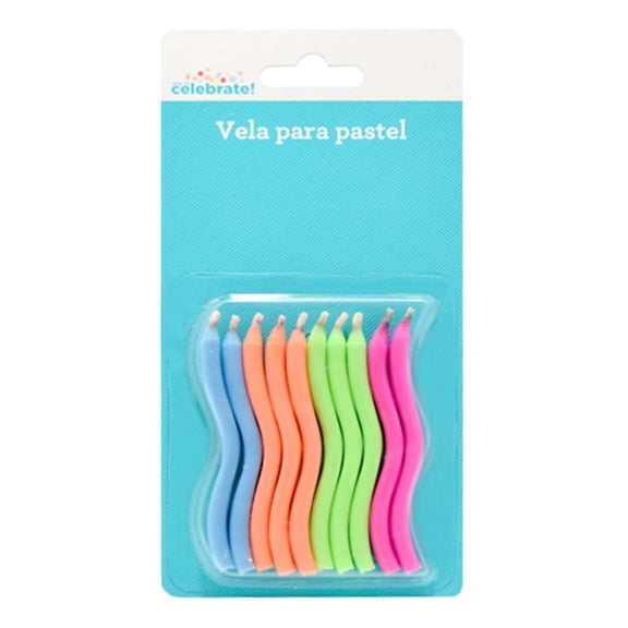Vela Way to celebrate! para Pastel Ondulada Neon Paquete con 10 Piezas