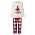 thumbnail image 1 of Conjunto de pijama navideño familiar a juego, camisetas de manga larga con estampado de árbol de Navidad y pantalones a cuadros. Ropa de dormir navideña., 1 of 8