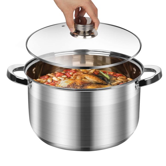 Olla de Caldo LEUGWAKN de 9,5 L con Tapa de Acero Inoxidable
