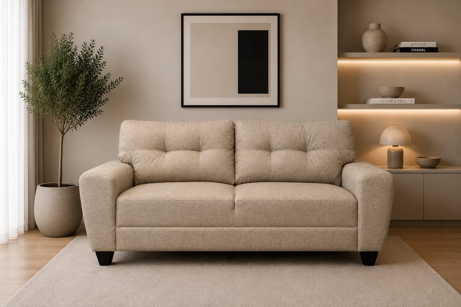 Sofa El Bazar Store Sidney Lino Beige 3 plazas, Modular, Moderno, Sala