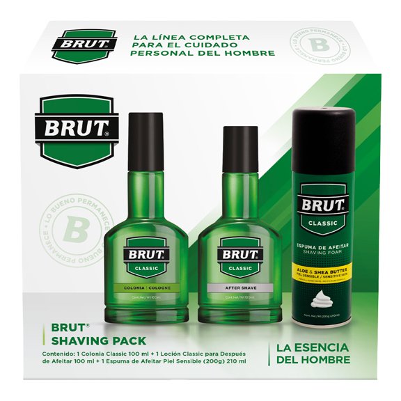 Colonia Brut classic 100ml más Loción para después de afeitar 100ml más Espuma de afeitar piel sensible 210ml
