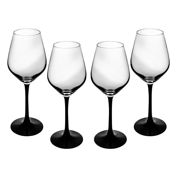 Set de 4 Copas de Vino - Base Negra - Cristal 420ml