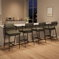 thumbnail image 1 of Banco de Bar Juego de 2 - Sillas Altas Tapizadas en Verde Vintage con Respaldo y Reposabrazos - Asiento Acolchado y Reposapiés Integrado - Estructura Metálica para Cocina, Isla o Barra, 1 of 8