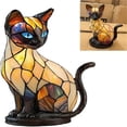 thumbnail image 1 of Lámpara de Gatos de Vitral Lámpara de Gatos Lámparas de Mesa de Resina Teñida con Forma de Gato, 1 of 1