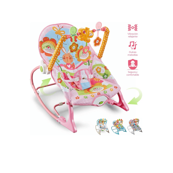 silla vibradora mecedora de bebe musical color rosa