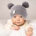 thumbnail image 5 of Lindo gorro de punto para bebé con bordado de doble corazón y doble bola de hilo. Cómodo y acogedor. Gorro cálido y abrigado para bebés., 5 of 5