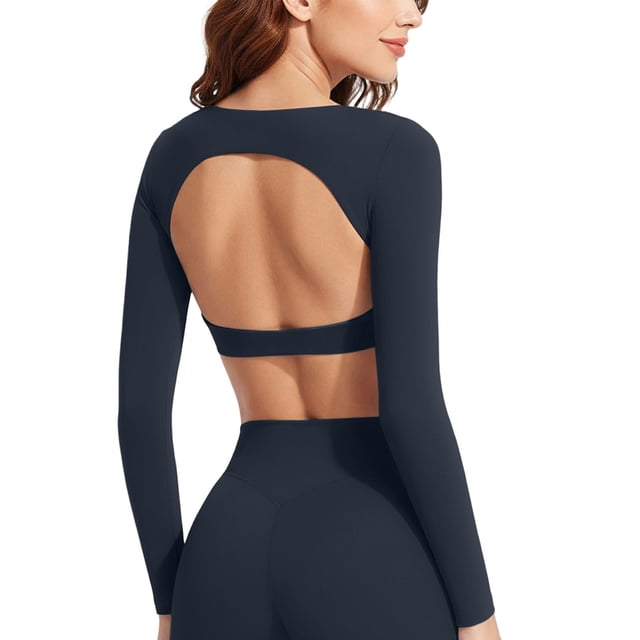 TaTaai Womens Long Sleeve Cutout Yoga Top Fitted Workout Shirt Breathable Running Training Tight Fit Fitness Sportswear Gift