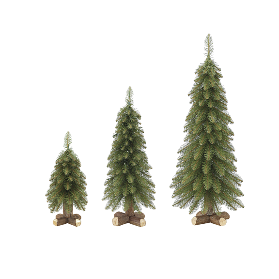 Árboles De Navidad 3 Piezas estilo Natural Limber Pine con Base de madera real para decoración Artego