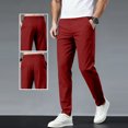 thumbnail image 2 of Amzcrzy Pantalones Clásicos Hombre Color Liso Cintura Elástica Cómodos Transpirables Elásticos Moda Informal Senderismo Pescar Correr Ejercicio Bolsillos Tallas S-3XL Rojo, 2 of 8